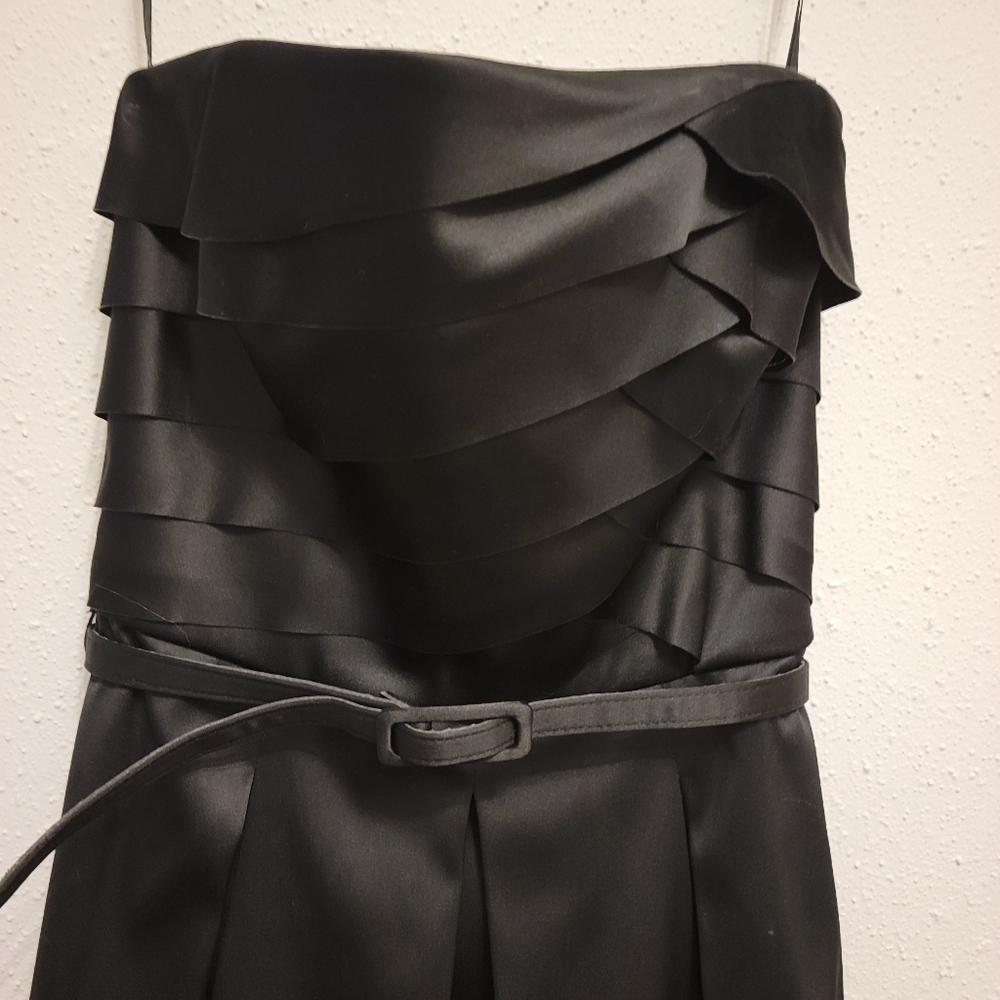 Black strapless structured  silk dress